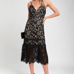 Black Lace Midi Dress - Lulu’s
